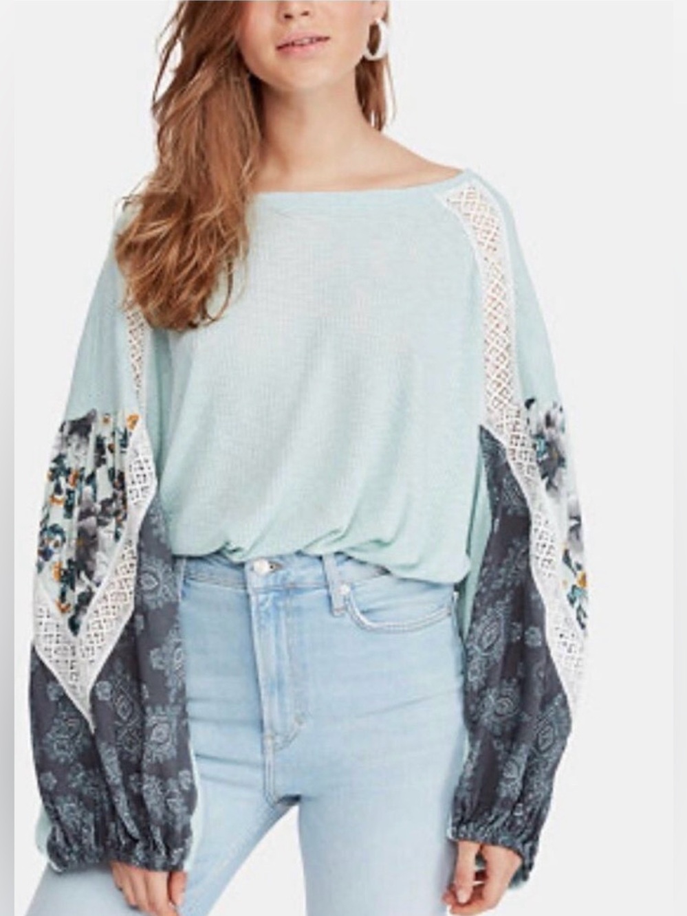 Free People “Casual Clash” Top in Aqua